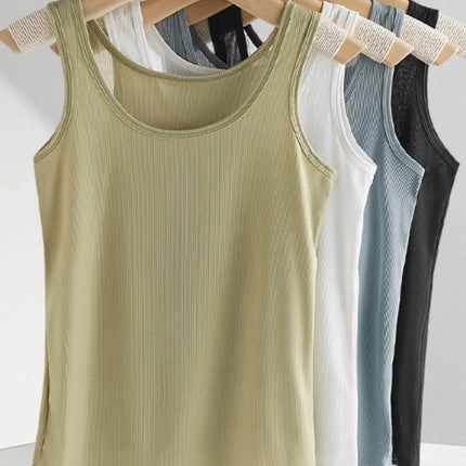 Plus Size Ribbed Scoop Neck Tank Top - MimiStylez