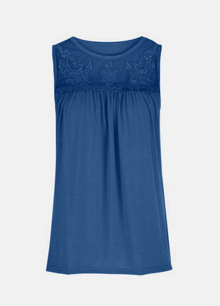 Lace Detail Round Neck Tank - MimiStylez