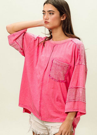 BiBi High-Low Washed T-Shirt - MimiStylez