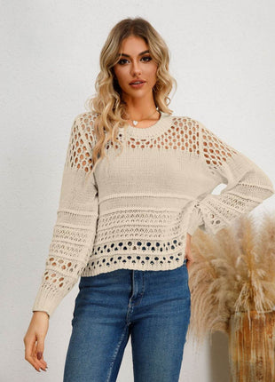 Cutout Round Neck Knit Top - MimiStylez