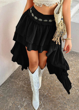 Devine High-Low Ruched Layered Skirt - MimiStylez