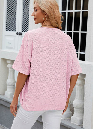 Eyelet Open Front Half Sleeve Cardigan - MimiStylez