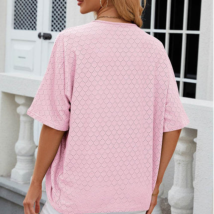 Eyelet Open Front Half Sleeve Cardigan - MimiStylez