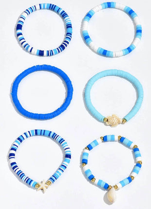 6-Piece Ceramic Beaded Shell Bracelet - MimiStylez