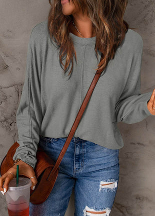 Double Take Full Size Round Neck Long Sleeve T-Shirt - MimiStylez