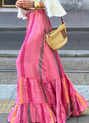 Drawstring Geometric High Waist Skirt - MimiStylez