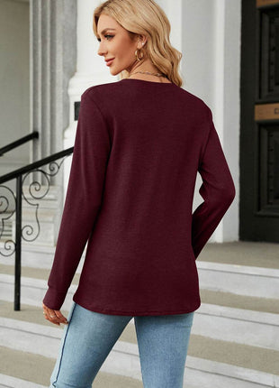 V-Neck Long Sleeve Blouse - MimiStylez