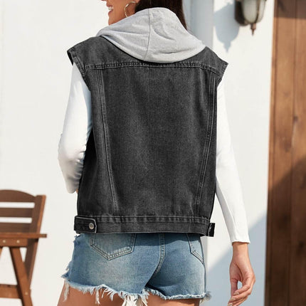 Pocketed Button Up Hooded Denim Jacket - MimiStylez