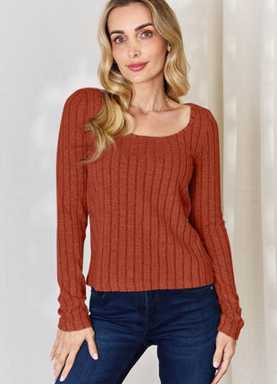 Basic Bae Full Size Ribbed Long Sleeve T-Shirt - MimiStylez