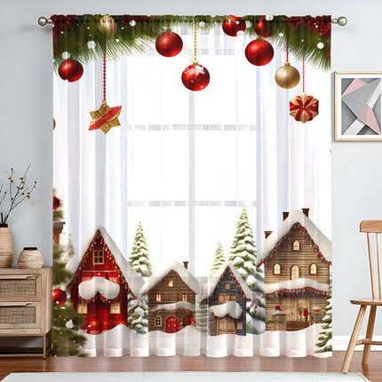 1PC Festive Christmas Printed Curtains