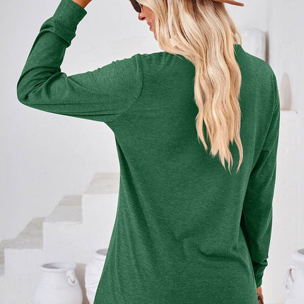 Notched Long Sleeve T-Shirt - MimiStylez