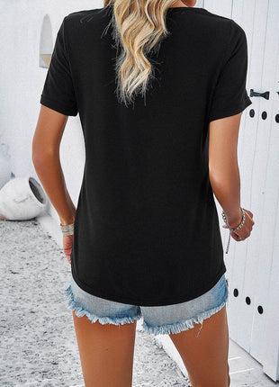 V-Neck Short Sleeve T-Shirt - MimiStylez