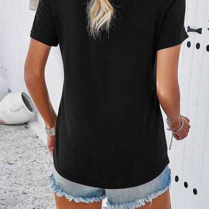 V-Neck Short Sleeve T-Shirt - MimiStylez