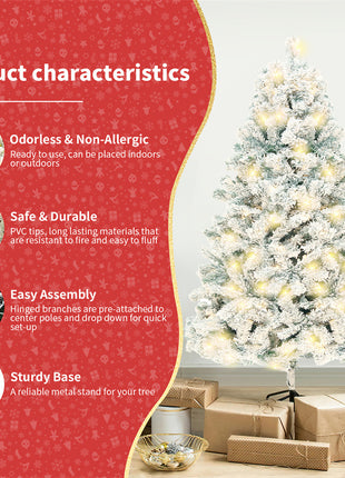 Pre Lit Cedar Christmas Tree Flocked Christmas With 800 Branch Tips, 250 Lights