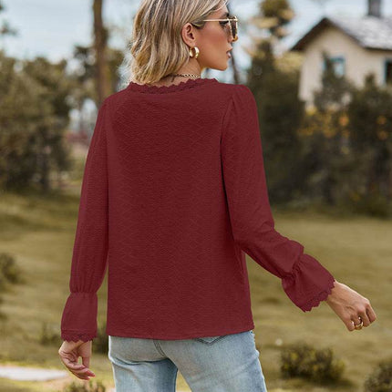 V-Neck Flounce Sleeve Blouse - MimiStylez