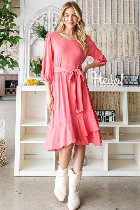 Reborn J Tie Front Ruffle Hem Dress - MimiStylez