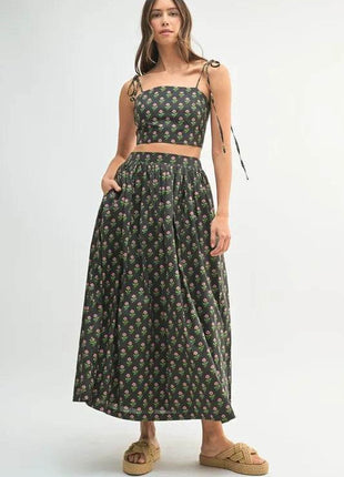 MABLE Floral Crop Top and Skirt Set - MimiStylez