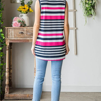 Heimish Full Size Striped Twist Knot Round Neck Tank - MimiStylez
