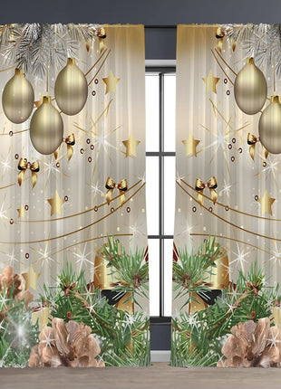 2PCs Christmas Curtain 3D Printing Curtain
