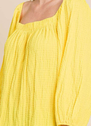 Culture Code Texture Square Neck Puff Sleeve Top - MimiStylez