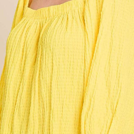 Culture Code Texture Square Neck Puff Sleeve Top - MimiStylez