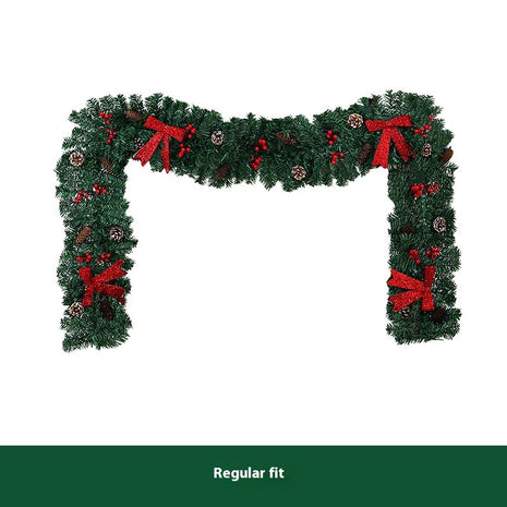 9FT Christmas Garland Pine Cone Bow Decorative Holiday Decoration