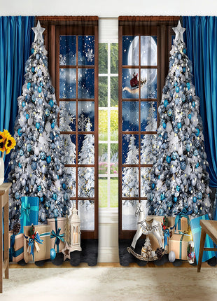 2PCs Digital Printed Christmas Curtains
