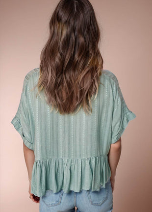 Peplum Round Neck Half Sleeve Blouse - MimiStylez