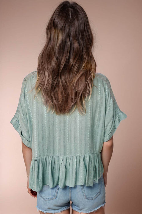 Peplum Round Neck Half Sleeve Blouse - MimiStylez