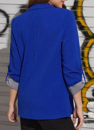 Lapel Collar Roll-Tab Sleeve Blazer - MimiStylez
