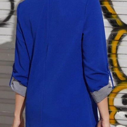 Lapel Collar Roll-Tab Sleeve Blazer - MimiStylez