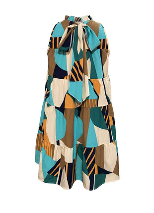 Printed Mock Neck Mini Dress - MimiStylez