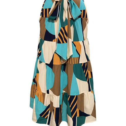 Printed Mock Neck Mini Dress - MimiStylez
