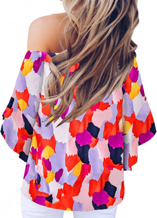 Tied Printed Off-Shoulder Half Sleeve Blouse - MimiStylez