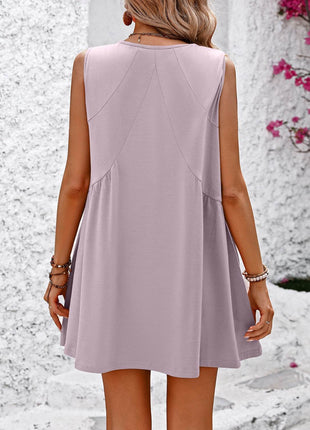V-Neck Sleeveless Mini Dress - MimiStylez