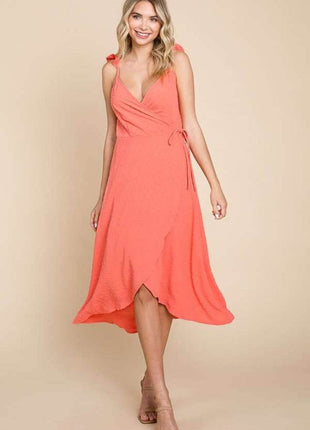 Culture Code Ruffle Detail Surplice Wrap Slip Dress - MimiStylez