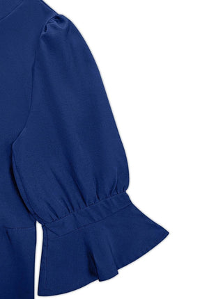 Tiered Notched Half Sleeve Dress - MimiStylez