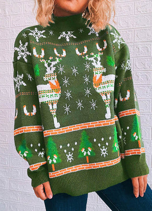 Turtleneck Drop Shoulder Long Sleeve Sweater - MimiStylez