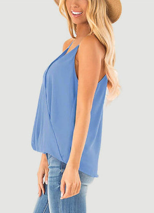 Full Size Surplice Spaghetti Strap Top - MimiStylez