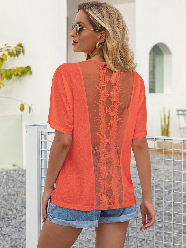 Round Neck Short Sleeve Top - MimiStylez