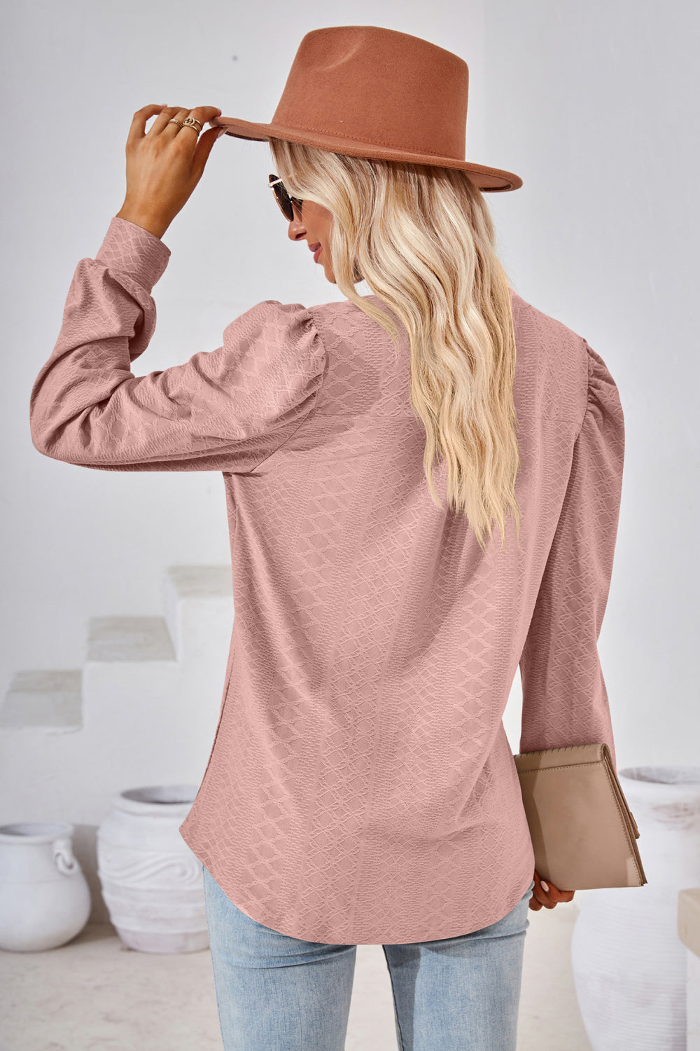 V-Neck Puff Sleeve Blouse