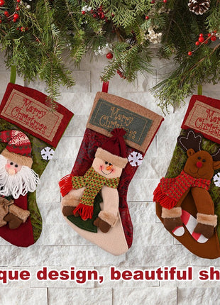 Christmas Stocking Socks Snowman Santa Elk