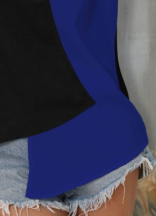 Color Block Notched Short Sleeve T-Shirt - MimiStylez