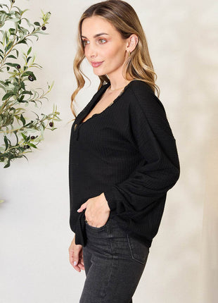 Zenana Buttoned Long Sleeve Blouse - MimiStylez