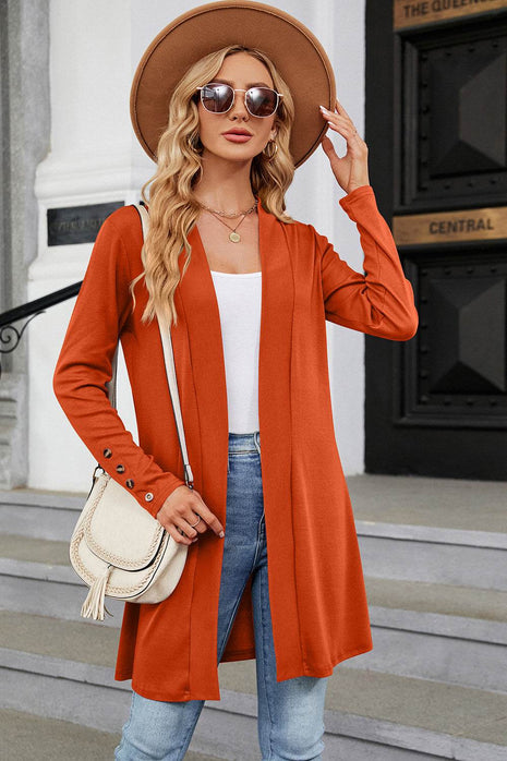 Open Front Long Sleeve Cardigan - MimiStylez