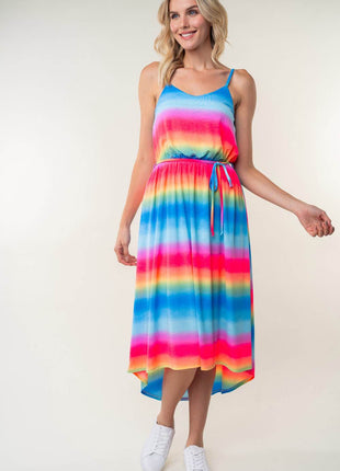 White Birch Full Size Ombre Striped Midi Cami Dress - MimiStylez