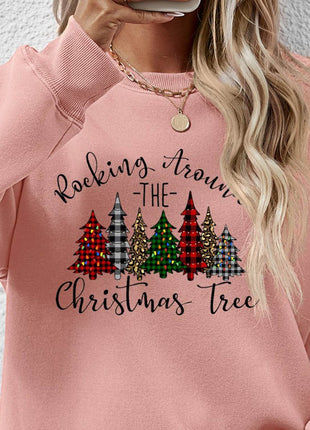Christmas Tree Graphic Round Neck Sweatshirt - MimiStylez
