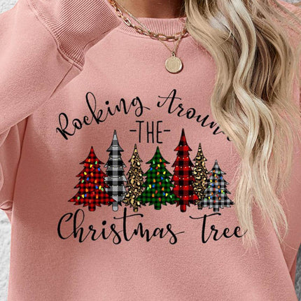 Christmas Tree Graphic Round Neck Sweatshirt - MimiStylez