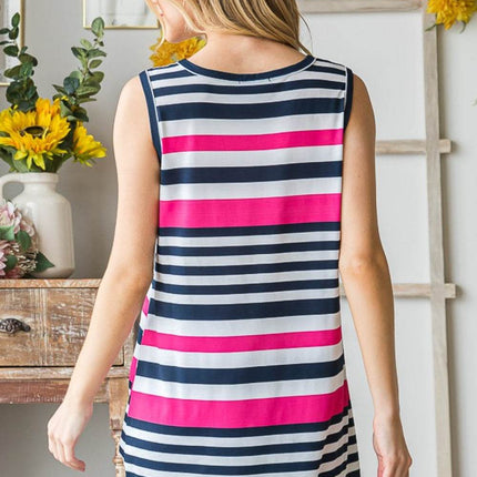 Heimish Full Size Striped Twist Knot Round Neck Tank - MimiStylez