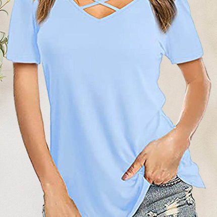Crisscross Short Sleeve T-Shirt - MimiStylez